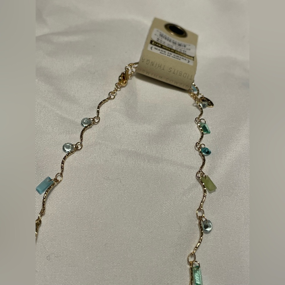 Anthropologie Gold-Tone Necklace with Blue and Green Beads - Picture 4 of 5